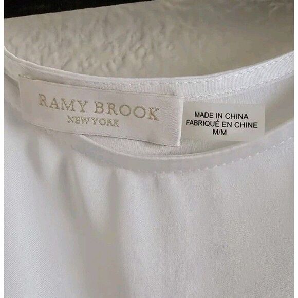 RAMY BROOK Carson White On / Off Shoulder Silky Blouse Size M - Picture 2 of 7